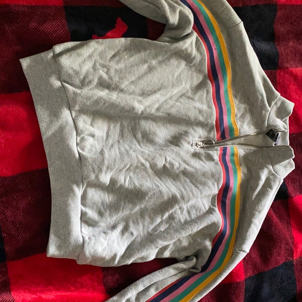 Yellow/Teal/Purple/Pink and Grey Sweater Crop Top